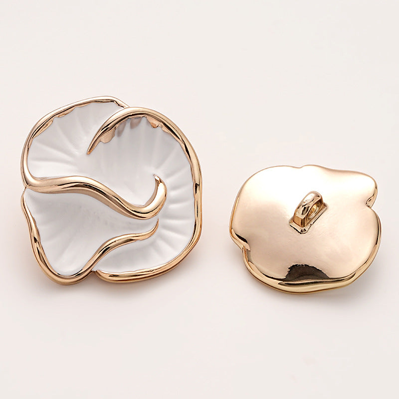 High-End Colored Enameled Camellia Metal Coat Button with Handle 5pcs - Lots of Buttons