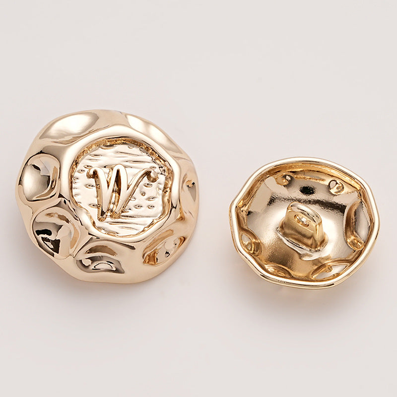 Retro Irregular M Letter Decorative Metal Button 5pcs - Lots of Buttons