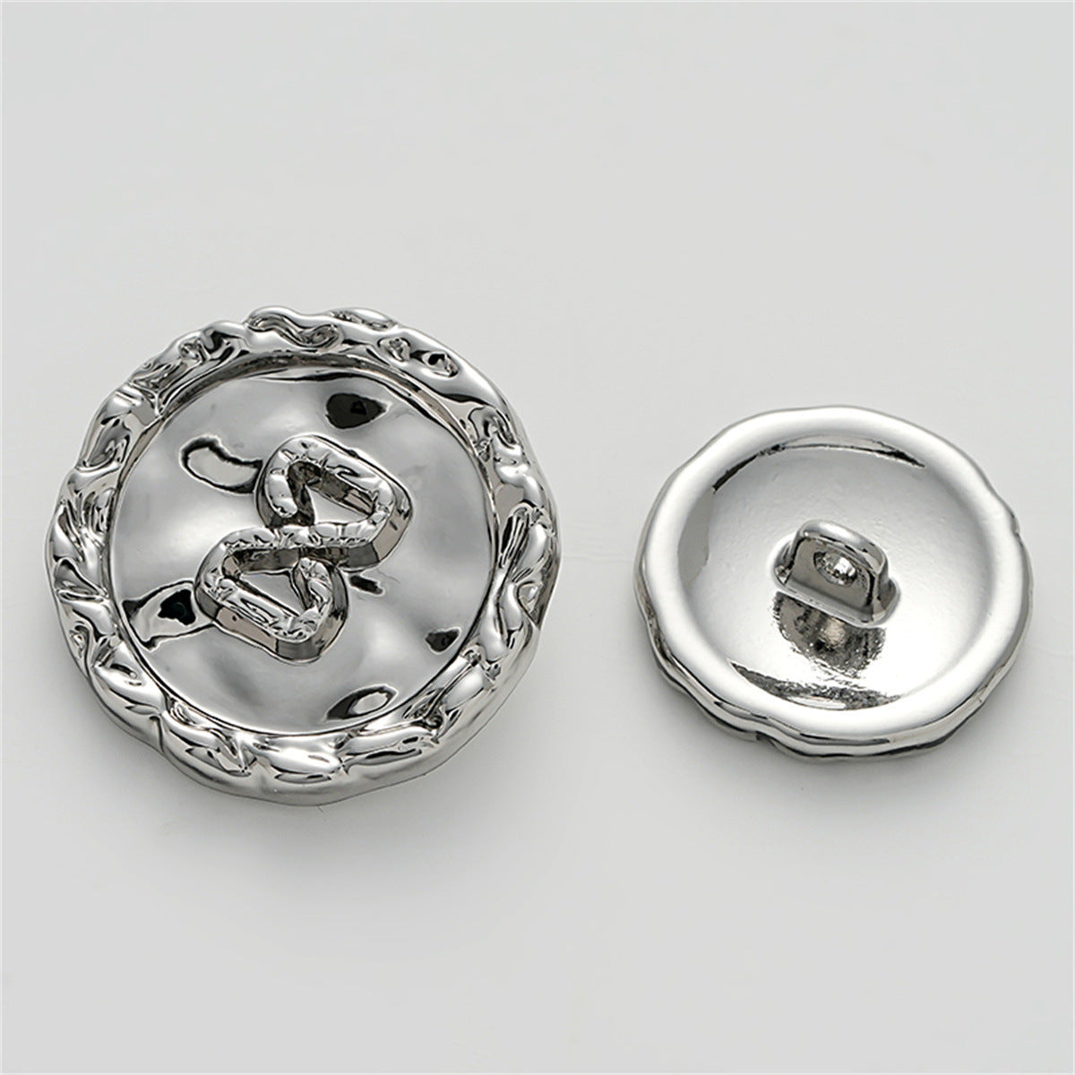 Concave Wrinkled Number 8 Irregular Decorative Metal Button 5pcs - Lots of Buttons