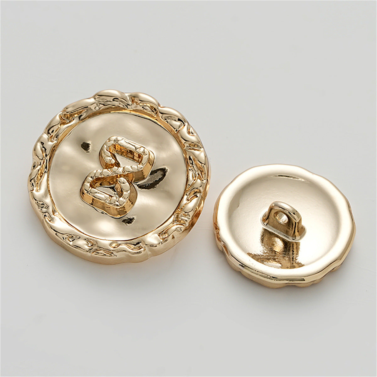 Concave Wrinkled Number 8 Irregular Decorative Metal Button 5pcs - Lots of Buttons