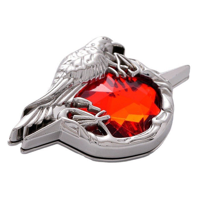 Retro Fashion Dark Crow Red Diamond Metal Badge Brooch 2pcs - Lots of Buttons