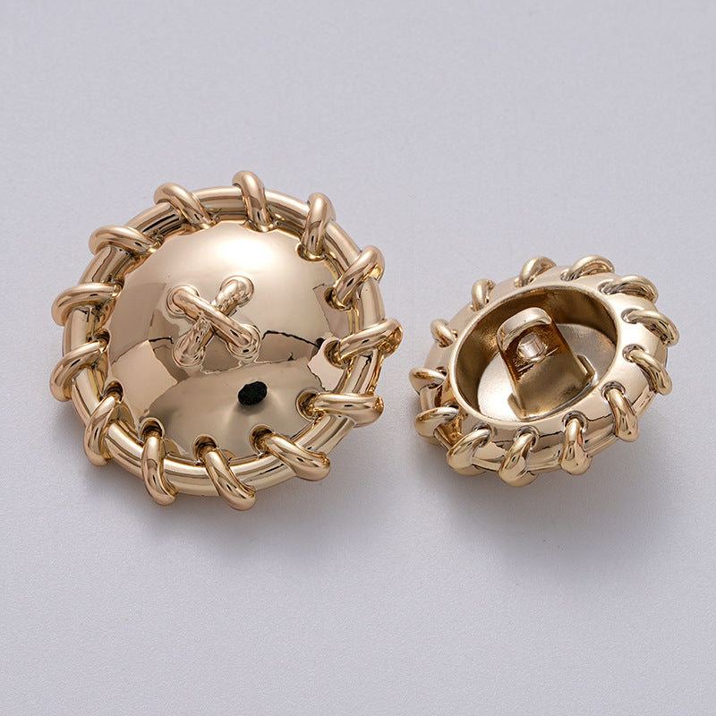 Retro Korean Style Woven Pattern Personality Metal Button 5pcs - Lots of Buttons