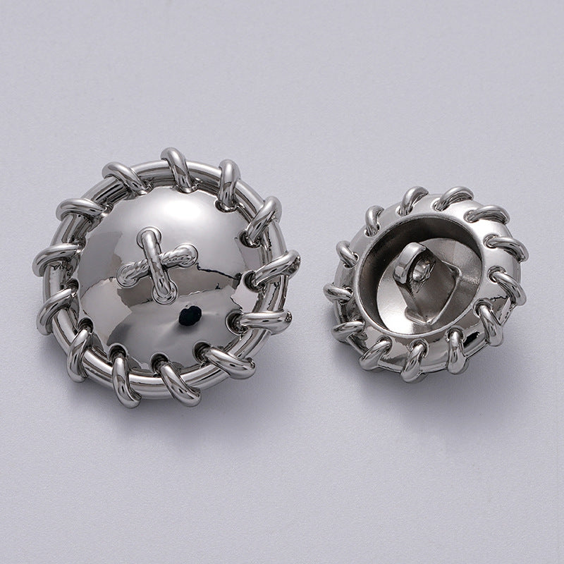 Retro Korean Style Woven Pattern Personality Metal Button 5pcs - Lots of Buttons