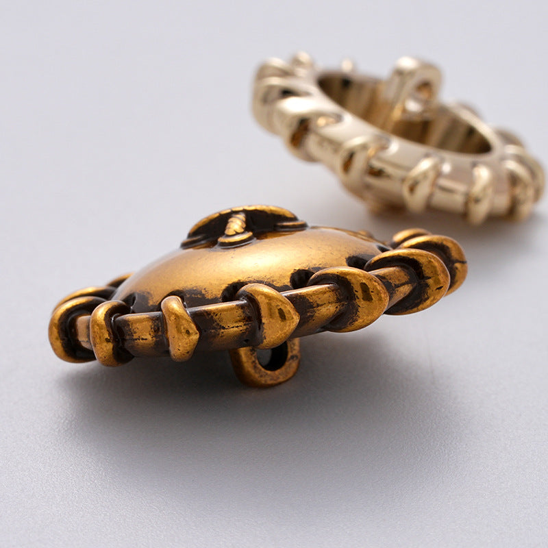 Retro Korean Style Woven Pattern Personality Metal Button 5pcs - Lots of Buttons