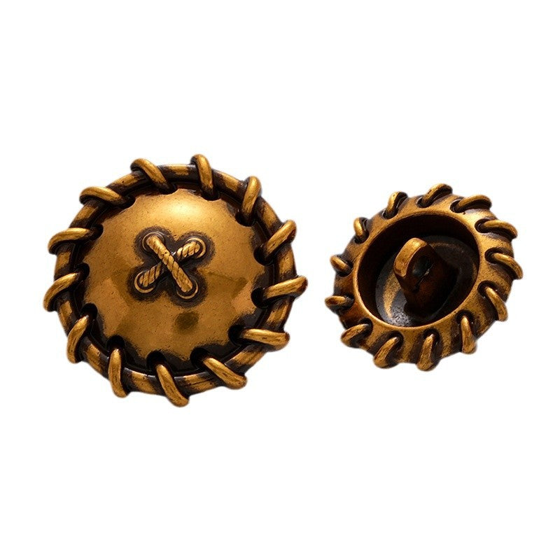 Retro Korean Style Woven Pattern Personality Metal Button 5pcs - Lots of Buttons