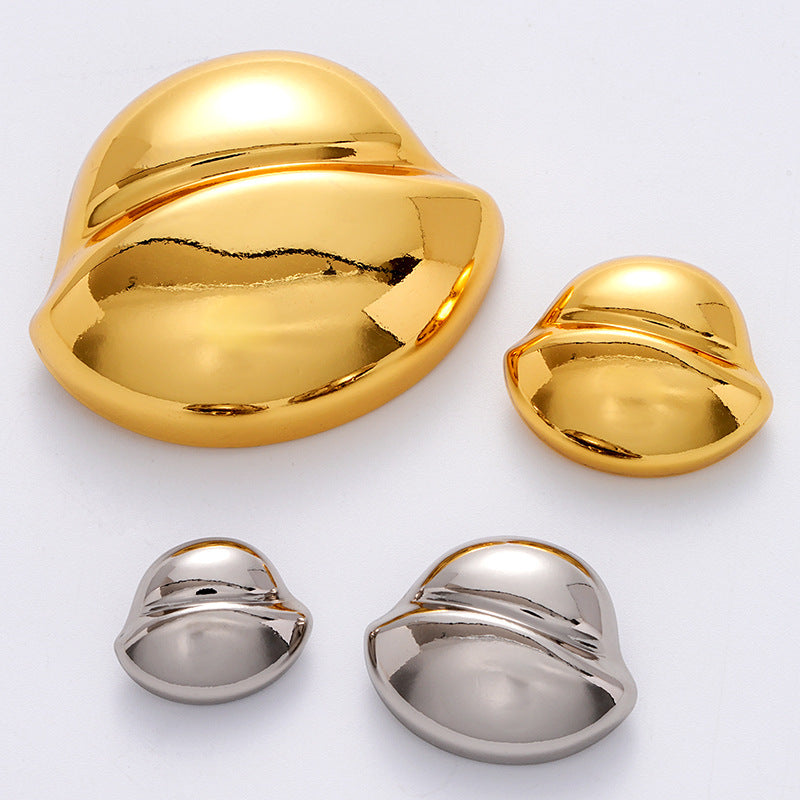 Golden Silver Irregular Clam Shell-Shaped Metal Button 5pcs - Lots of Buttons