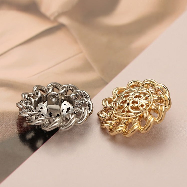 Retro Style Irregular Hollow Floral Hand-Sewn Metal Button 10PCS - Lots of Buttons