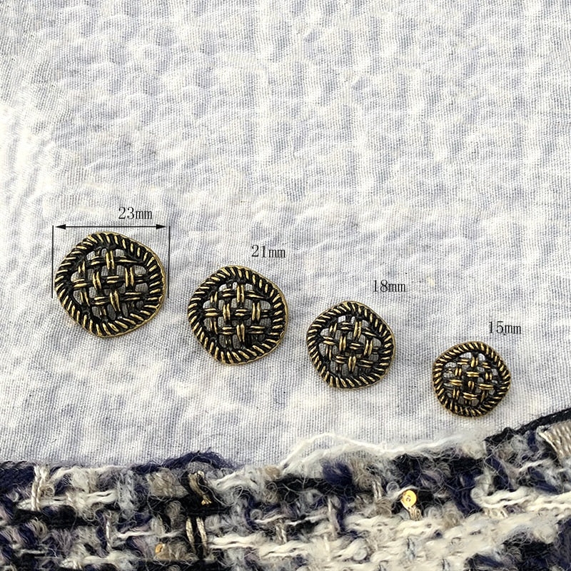 Vintage Hollow Mesh Metal Shank Buttons - Gold/Silver/Bronze 48pcs