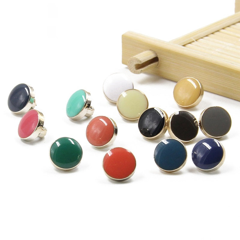 10mm Polka Dot Multicolored Epoxy Resin Shank Buttons 70 Pack - Lots of Buttons