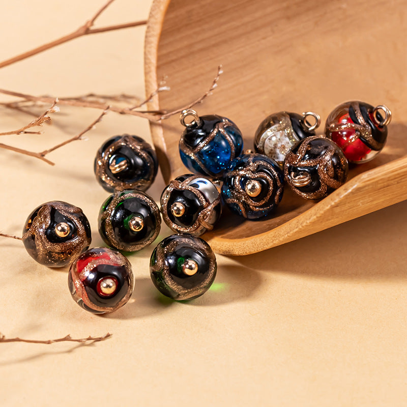 Golden Shank Incense Ash Glazed Bead Chinese Cheongsam Button 12pcs - Lots of Buttons