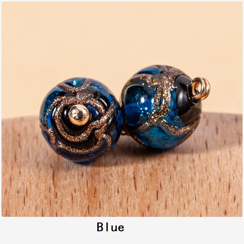 Golden Shank Incense Ash Glazed Bead Chinese Cheongsam Button 12pcs - Lots of Buttons