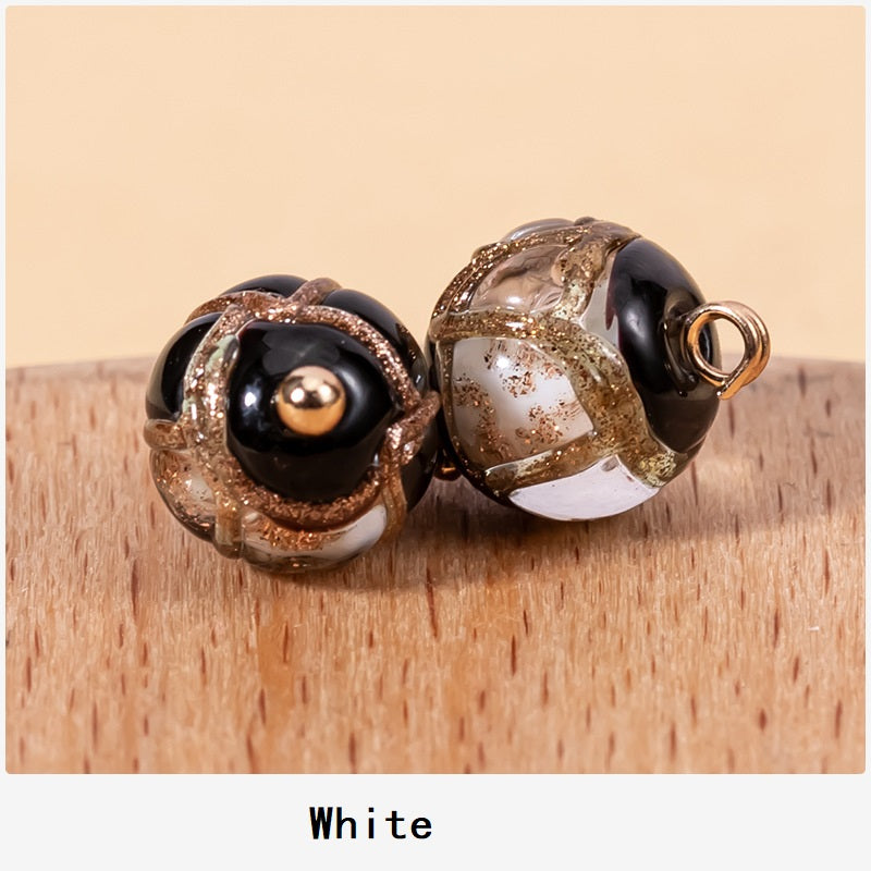 Golden Shank Incense Ash Glazed Bead Chinese Cheongsam Button 12pcs - Lots of Buttons