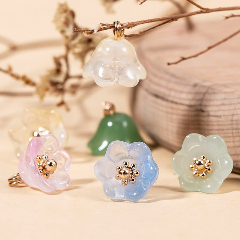 Chinese Colored Glaze Lily of the Valley Button 49 Pack - Lots of Buttons