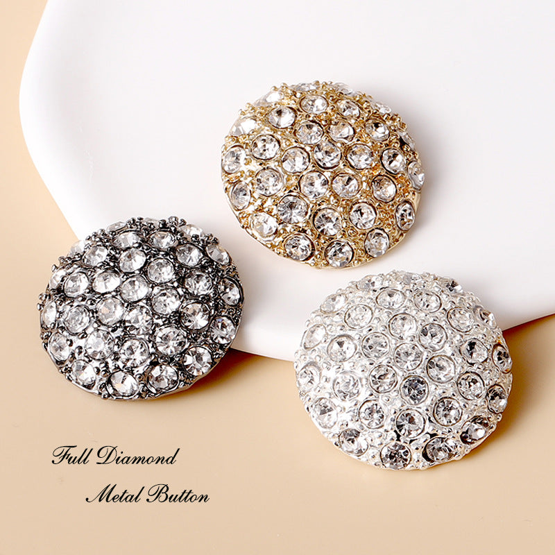 13-38mm Gold Silver Gunmetal Full-Diamond Metal Buttons 10pcs - Lots of Buttons