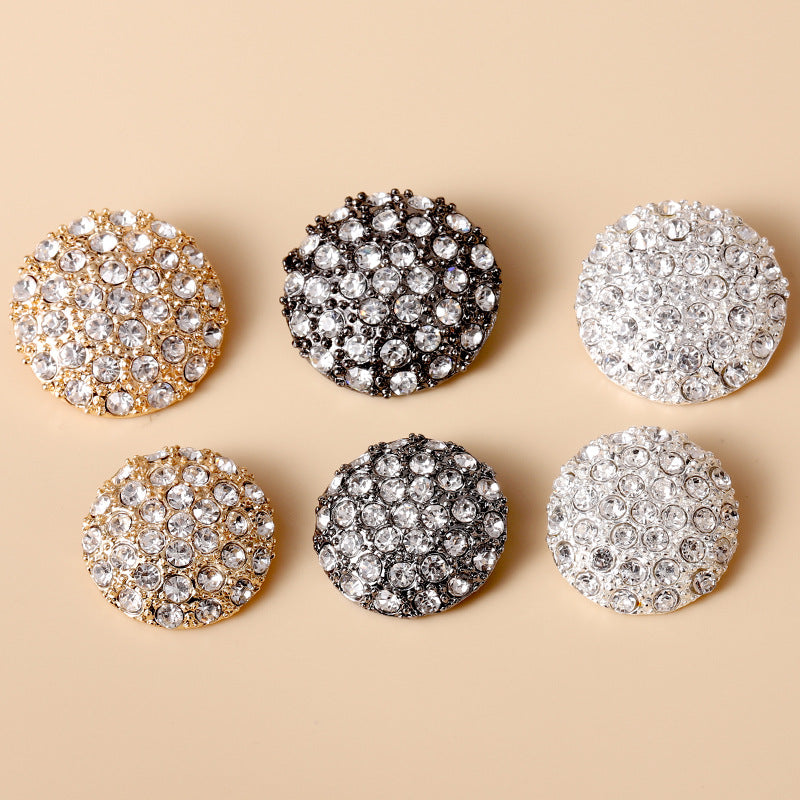 13-38mm Gold Silver Gunmetal Full-Diamond Metal Buttons 10pcs - Lots of Buttons