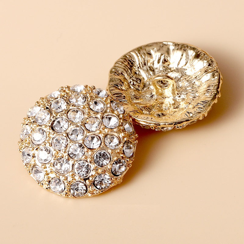 Botões Metálicos Completamente em Diamante de 13-38mm em Ouro, Prata e Gunmetal 10pcs