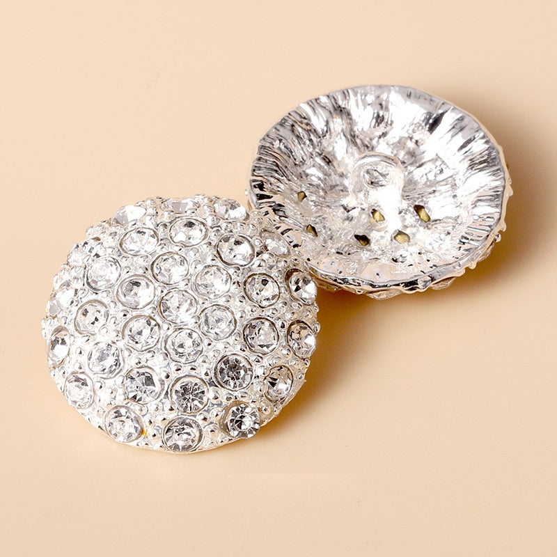 Botões Metálicos Completamente em Diamante de 13-38mm em Ouro, Prata e Gunmetal 10pcs