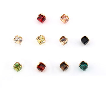12mm Square Crystal Glass Decorative Mini Buttons 10pcs - Lots of Buttons