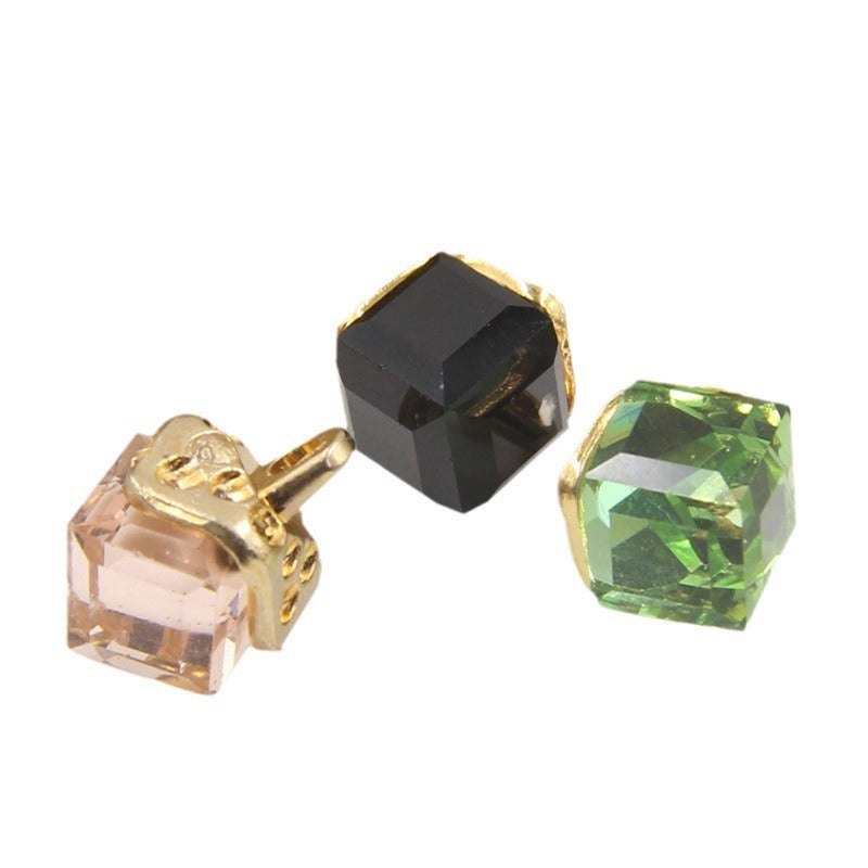 12mm Square Crystal Glass Decorative Mini Buttons 10pcs - Lots of Buttons