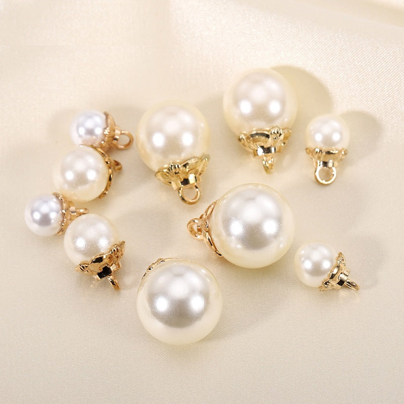 9-16mm White Pearl Metal Base Buttons for Women's Shirts 30 Pack - Lots of Buttons