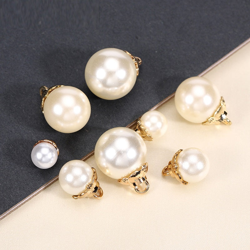 9-16mm White Pearl Metal Base Buttons for Women's Shirts 30 Pack - Lots of Buttons