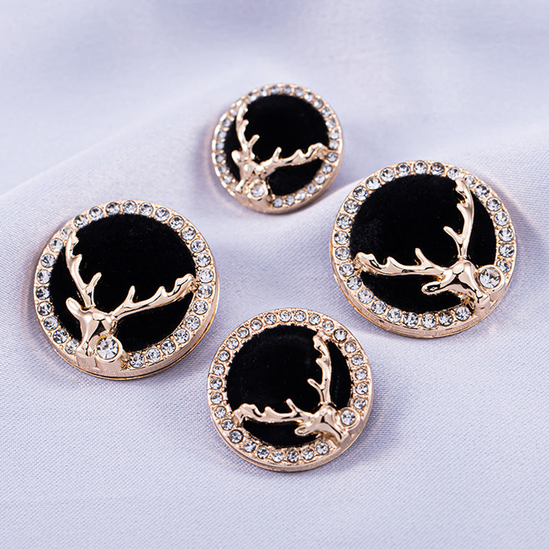 18-25mm Golden Deer Head Diamond Metal Shank Buttons 10pcs - Lots of Buttons