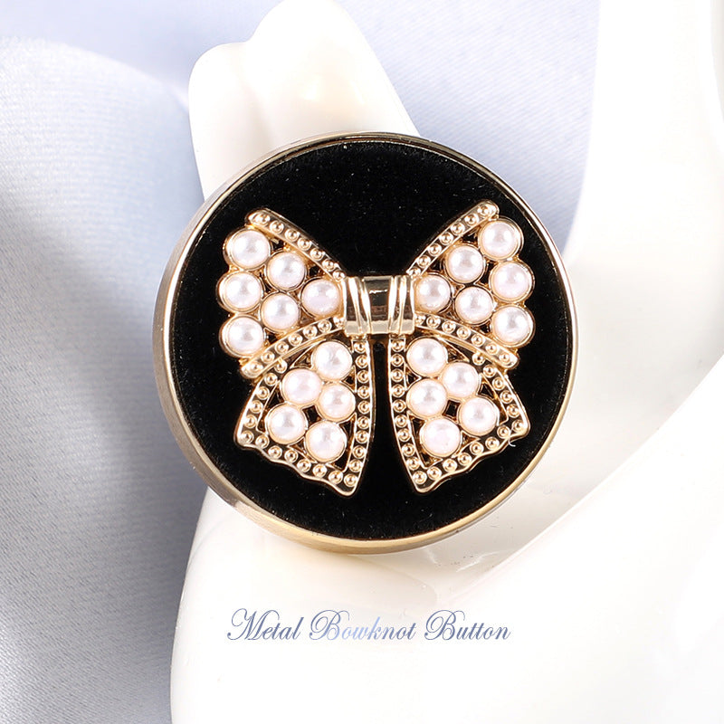 18-25mm Pearl Bowknot Metal Shank Buttons 10pcs - Lots of Buttons