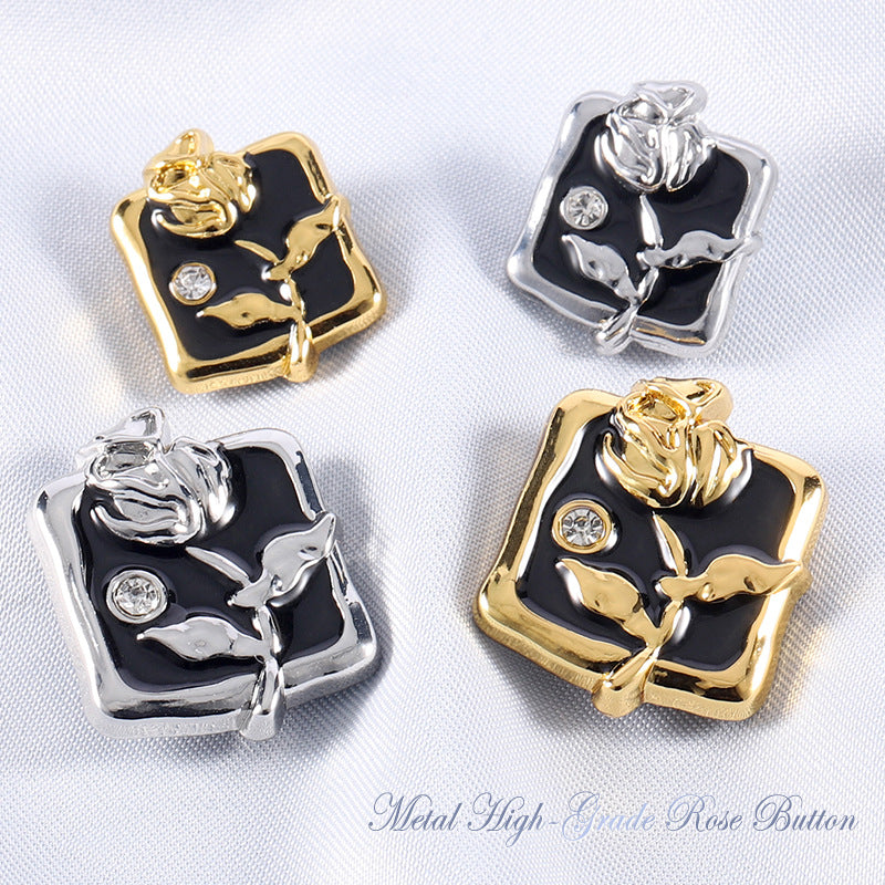 18-23mm Vintage Gold Silver Rose Metal Rhinestone Buttons 20 Pack(2 Sizes)