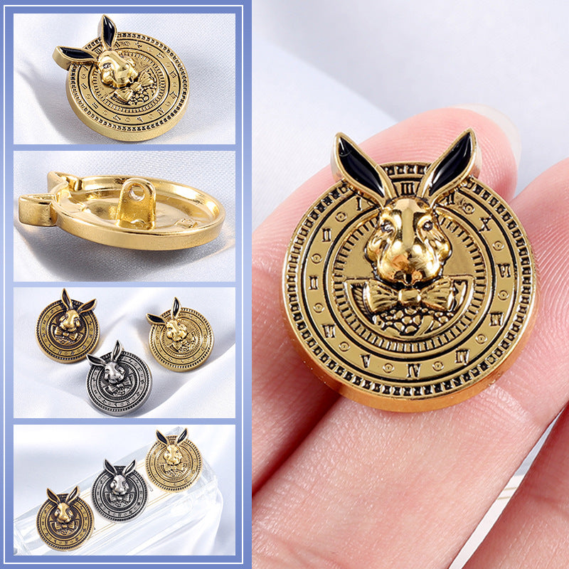 18-23mm Vintage Guld Silver Brons Kaninhuvud Metall Knappar 15 Pack