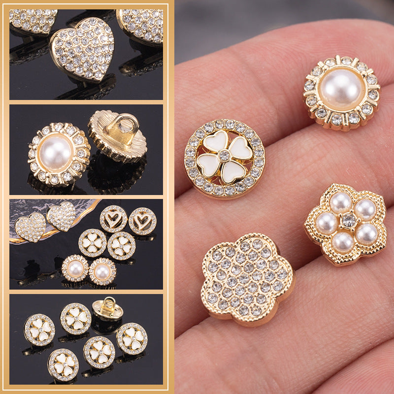 11-13mm Golden Metal Rhinestone Shirt Buttons 70 Pack - Lots of Buttons