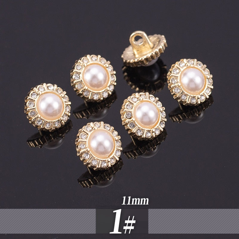 11-13mm Golden Metal Rhinestone Shirt Buttons 70 Pack - Lots of Buttons