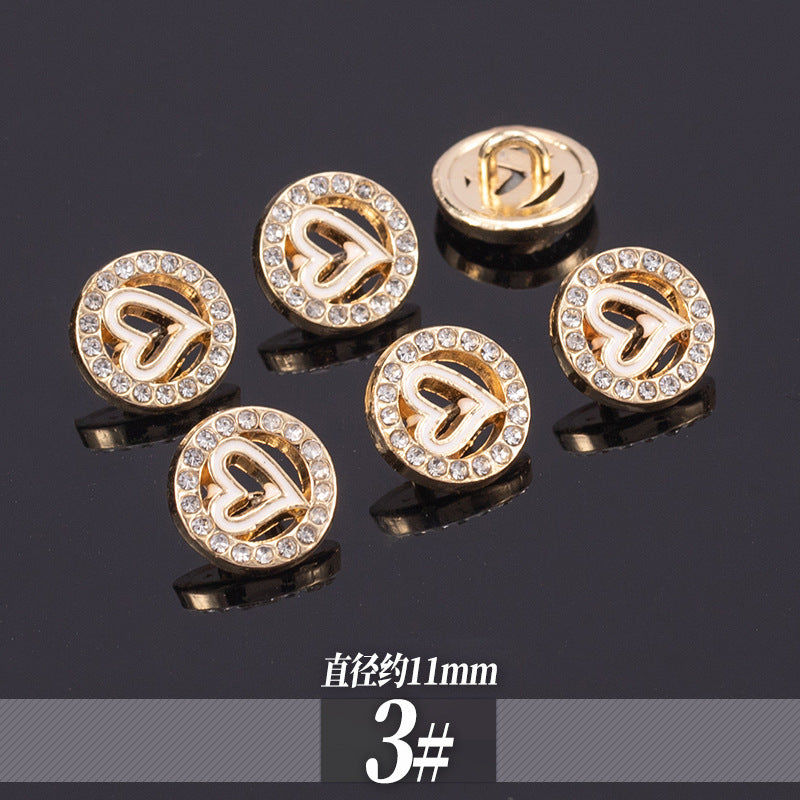 11-13mm Golden Metal Rhinestone Shirt Buttons 70 Pack - Lots of Buttons