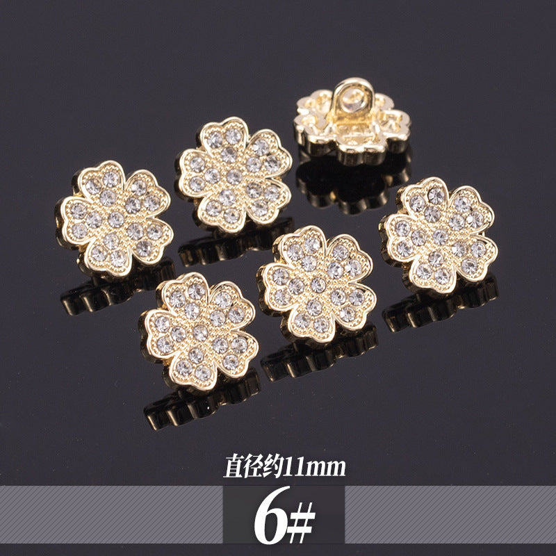 11-13mm Golden Metal Rhinestone Shirt Buttons 70 Pack - Lots of Buttons