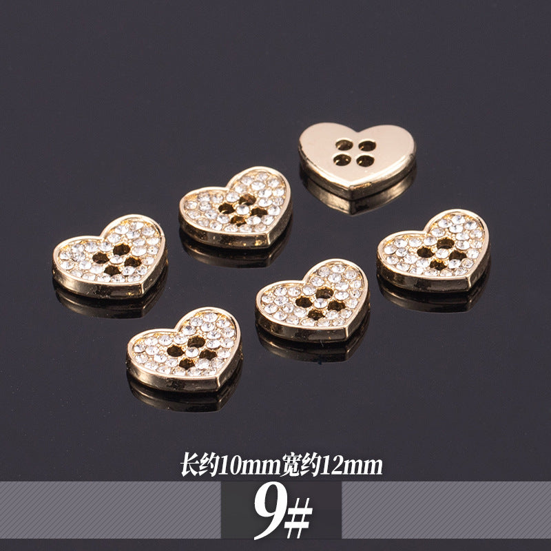 11-13mm Golden Metal Rhinestone Shirt Buttons 70 Pack - Lots of Buttons