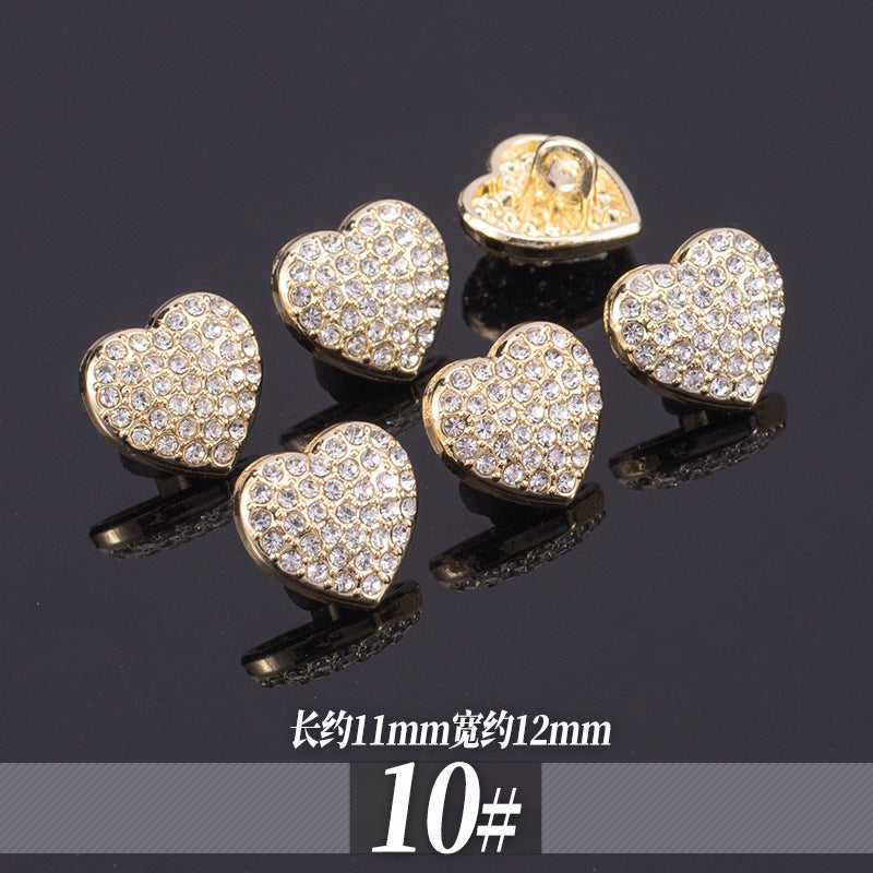 11-13mm Golden Metal Rhinestone Shirt Buttons 70 Pack - Lots of Buttons