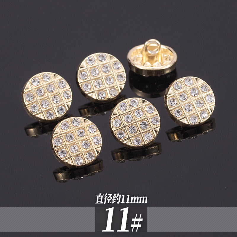 11-13mm Golden Metal Rhinestone Shirt Buttons 70 Pack - Lots of Buttons