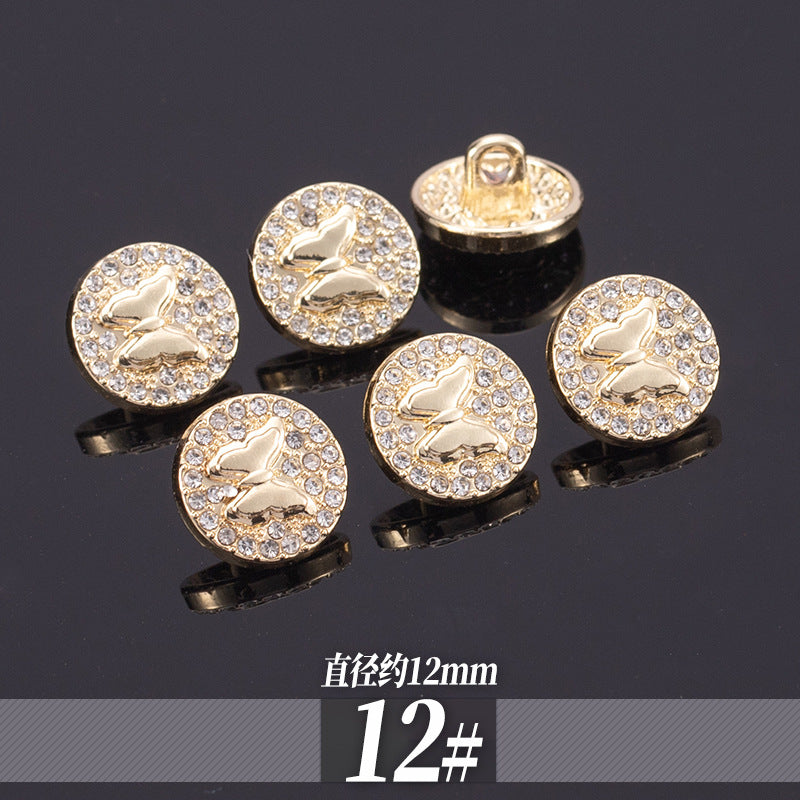 11-13mm Golden Metal Rhinestone Shirt Buttons 70 Pack - Lots of Buttons