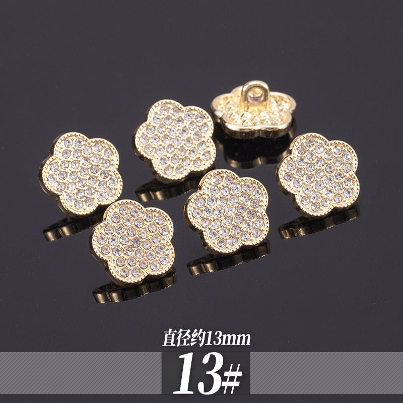 11-13mm Golden Metal Rhinestone Shirt Buttons 70 Pack - Lots of Buttons
