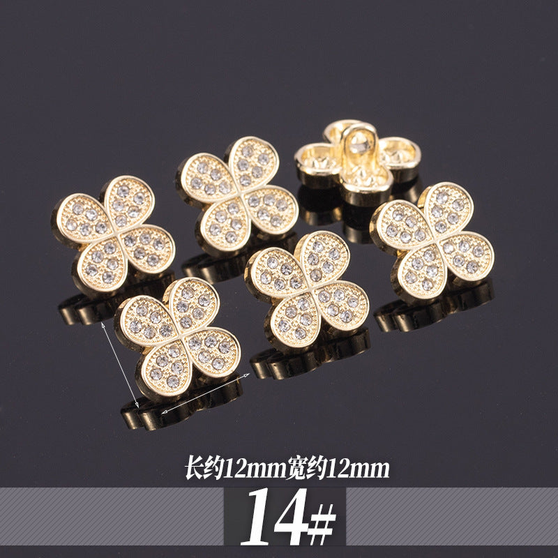 11-13mm Golden Metal Rhinestone Shirt Buttons 70 Pack - Lots of Buttons