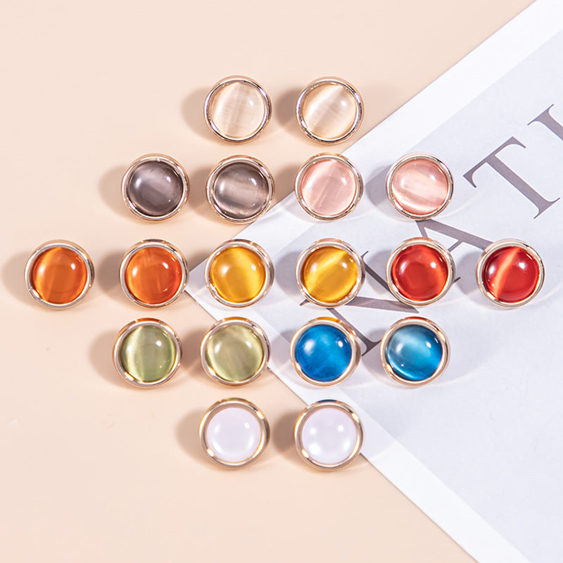 16L Natural Cat's Eye Stone Pearlescent Metal Shirt Buttons 45 Pack - Lots of Buttons