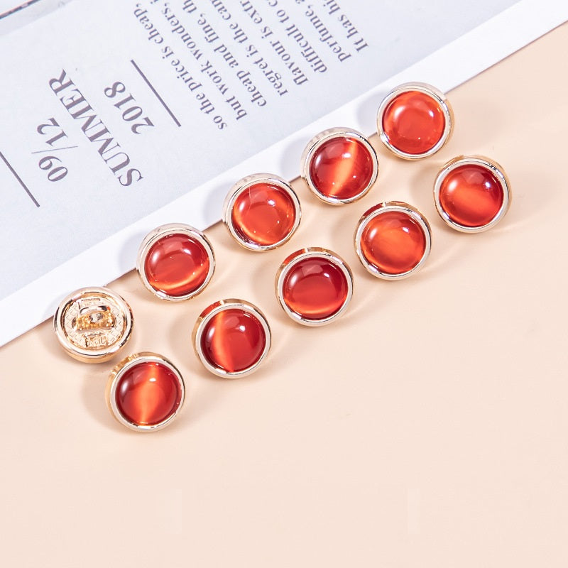 16L Natural Cat's Eye Stone Pearlescent Metal Shirt Buttons 45 Pack - Lots of Buttons