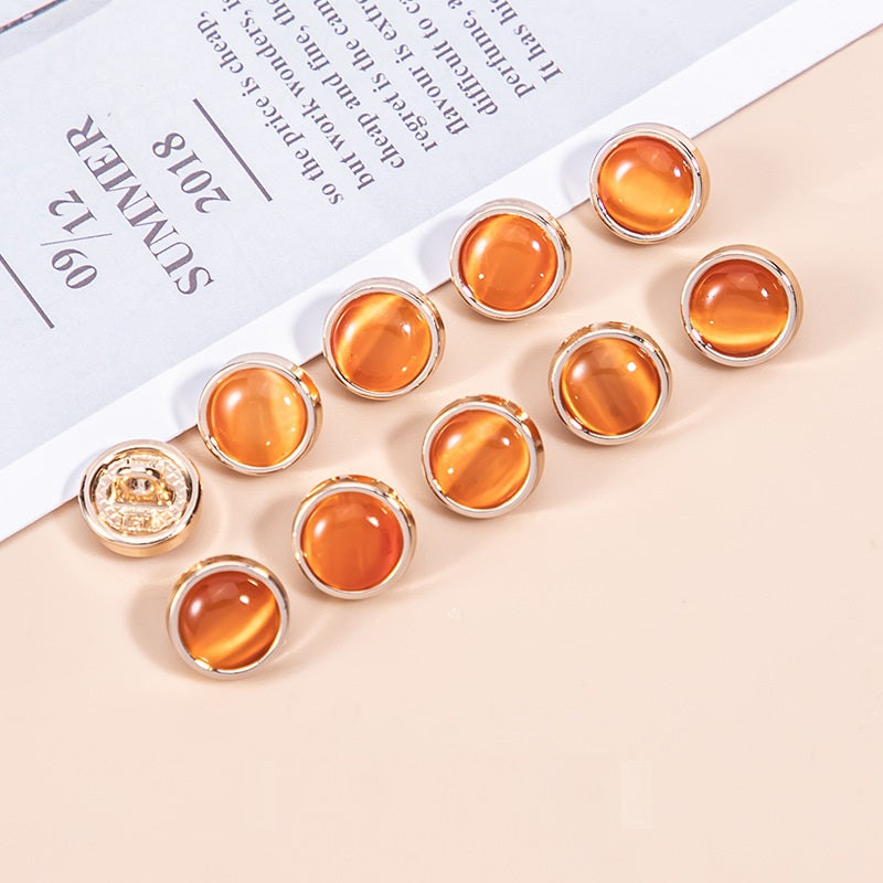 16L Natural Cat's Eye Stone Pearlescent Metal Shirt Buttons 45 Pack - Lots of Buttons