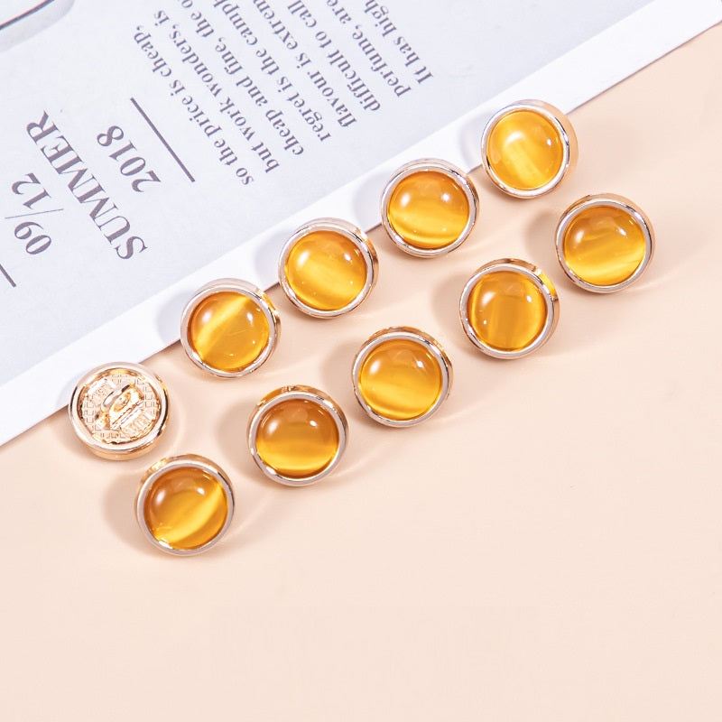 16L Natural Cat's Eye Stone Pearlescent Metal Shirt Buttons 45 Pack - Lots of Buttons