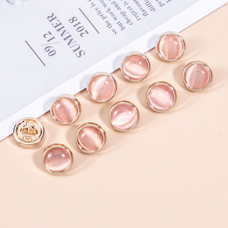 16L Natural Cat's Eye Stone Pearlescent Metal Shirt Buttons 45 Pack - Lots of Buttons