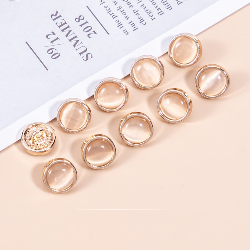 16L Natural Cat's Eye Stone Pearlescent Metal Shirt Buttons 45 Pack - Lots of Buttons