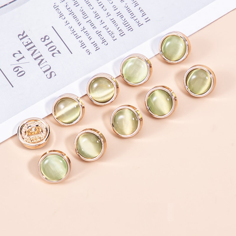 16L Natural Cat's Eye Stone Pearlescent Metal Shirt Buttons 45 Pack - Lots of Buttons