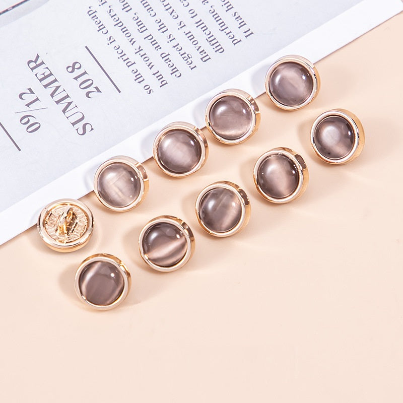 16L Natural Cat's Eye Stone Pearlescent Metal Shirt Buttons 45 Pack - Lots of Buttons
