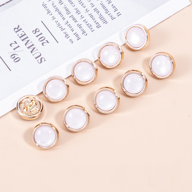 16L Natural Cat's Eye Stone Pearlescent Metal Shirt Buttons 45 Pack - Lots of Buttons