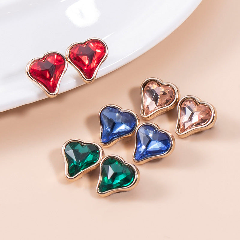 16L Heart-Shaped Crystal Metal Buttons for Women's Shirts 12pcs - Lots of Buttons