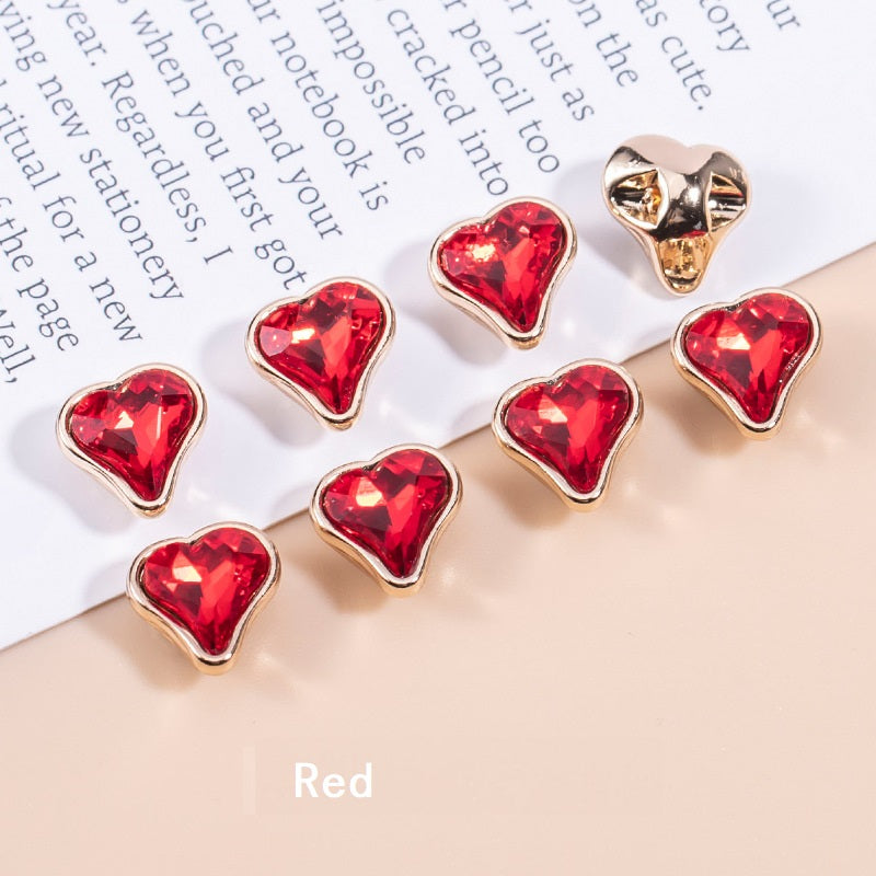 16L Heart-Shaped Crystal Metal Buttons for Women's Shirts 12pcs - Lots of Buttons